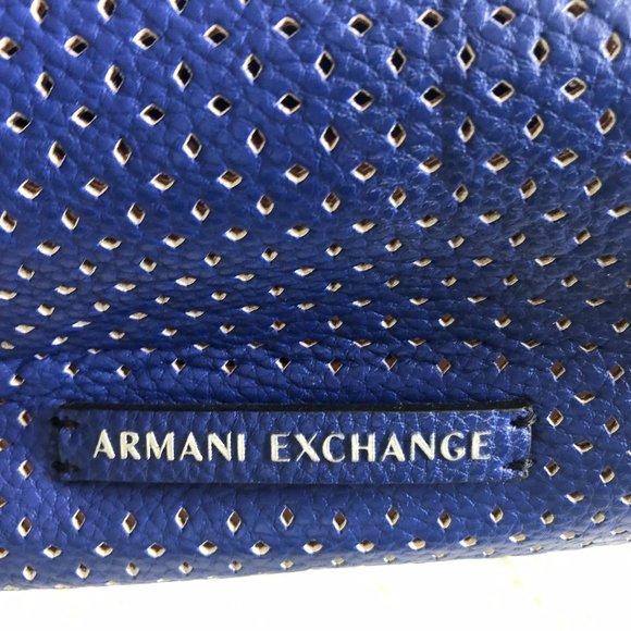 Armani Exchange Perforated Bucket Bag, Blue - Picture 5 of 5